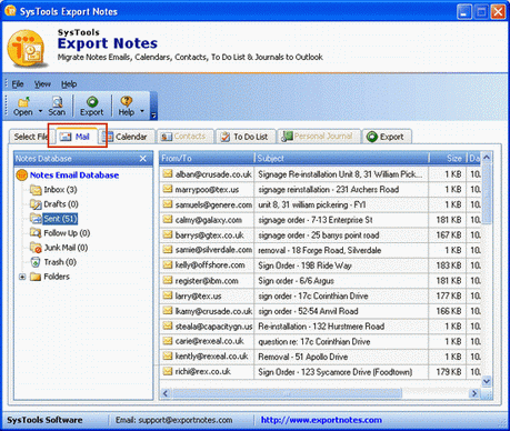 Export from Lotus to Outlook 9.3